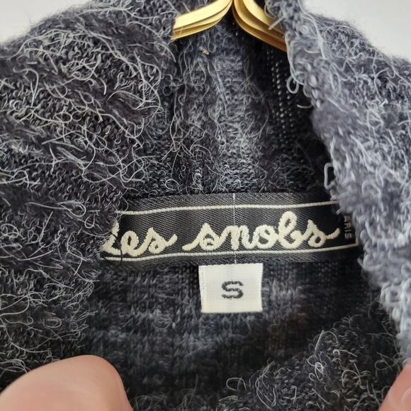 Small Les Snobs Gray Turtleneck Sweater Ribbed - Picture 6 of 6